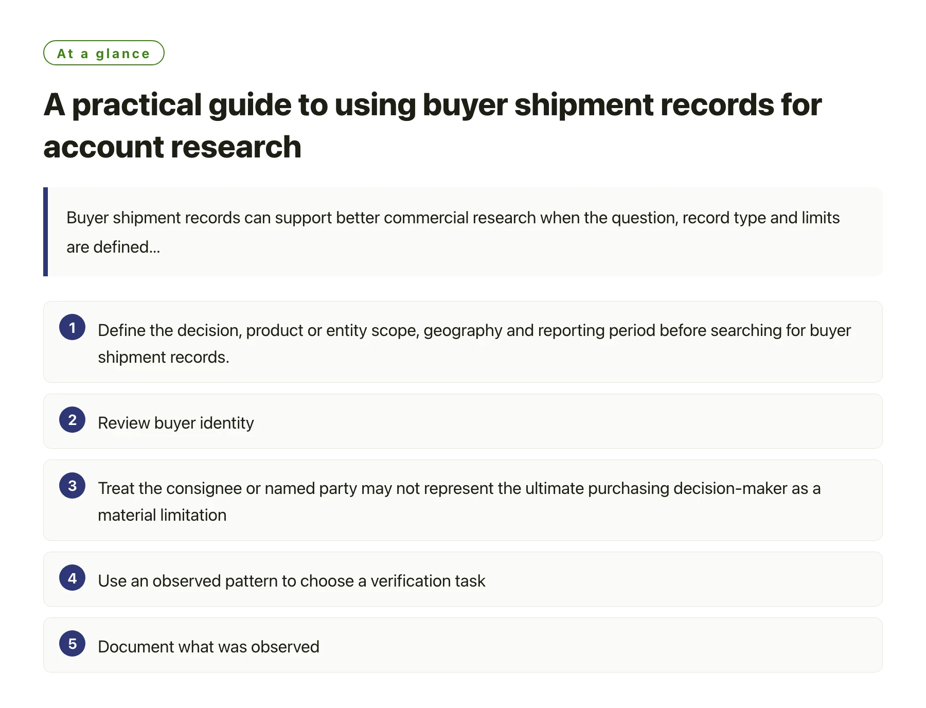 A practical guide to using buyer shipment records for account research——全文要点速览